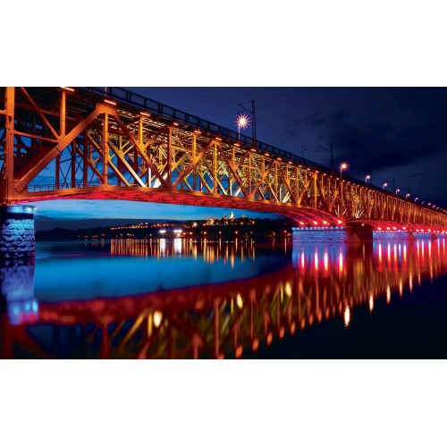 Reflexia podului in noapte - fototapet