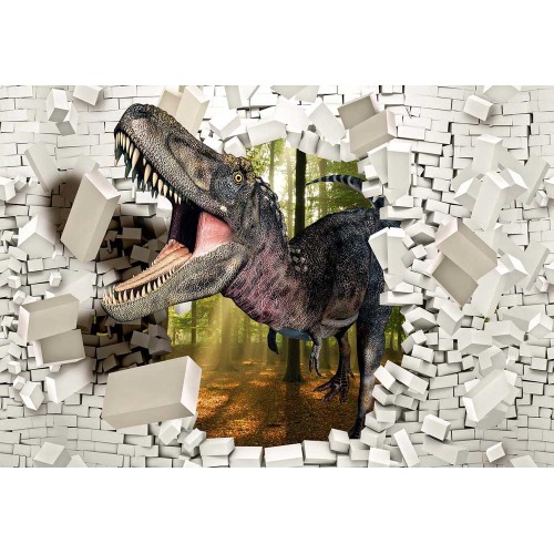 Dinosaur 3D, perete din cărămidă - fototapet copii
