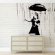 Banksy Graffiti: Fetita in ploaie - fototapet
