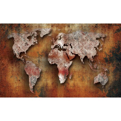 Harta lumii pe lemn II - fototapet vlies