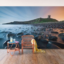 Ceata. Rasarit in Castelul Dunstanburgh - fototapet vlies