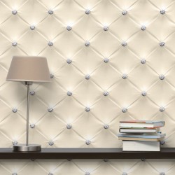 Luxul diamantului crem. Imitatie tapiterie - fototapet vlies