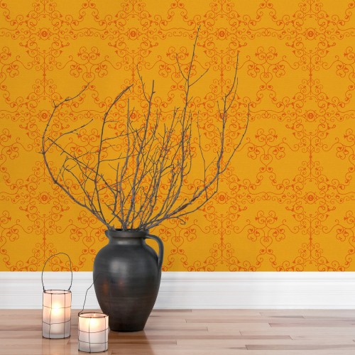 Ornament decor orange - fototapet vlies
