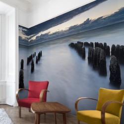 Pinteni de lemn in Insulta Sylt, Marea Nordului - fototapet vlies