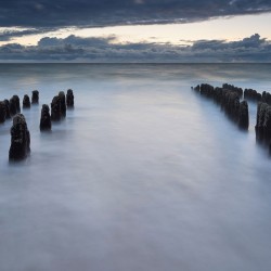 Pinteni de lemn in Insulta Sylt, Marea Nordului - fototapet vlies
