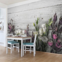 Tulpini de trandafir in stil shabby - fototapet vlies