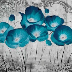 Fototapet vlies floral Maci albastri - 416x254cm