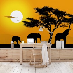 Plimbarea elefantilor africani - fototapet animale