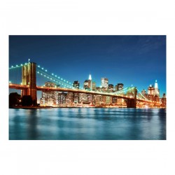 Podul din Manhattan in miez de noapte - fototapet vlies