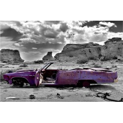 Cadillac roz in desert - fototapet vlies
