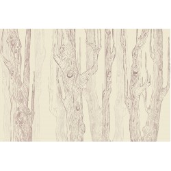 Padurea abstracta rosiatica pe fundal bej - fototapet vlies