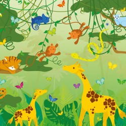 Joaca animalelor din Jungla - fototapet vlies