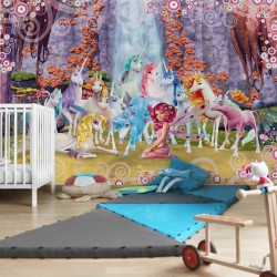 Mia si unicornii - fototapet vlies