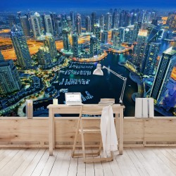 Orasul Dubai pe timp de noapte - fototapet vlies