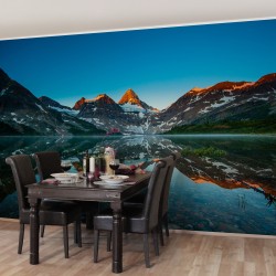 Peisaj de munte in Lacul Magog din Canada - fototapet vlies