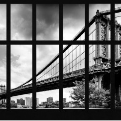 Podul Manhattan prin ferestra - fototapet vlies