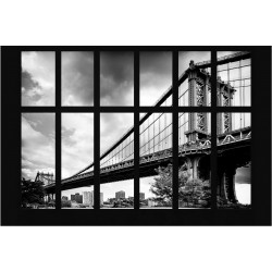 Podul Manhattan prin ferestra - fototapet vlies